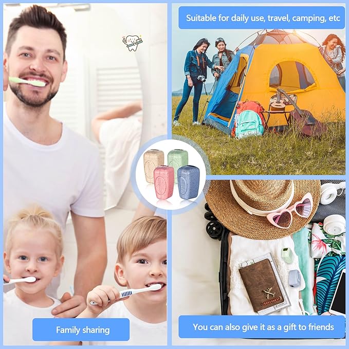 200 Pack Toothbrush Covers Portable Toothbrush Protector Coverings Clips Toothbrushes Caps Protector Family Toothbrushes Case for Travel, Camping, Bathroom(4 Colors)