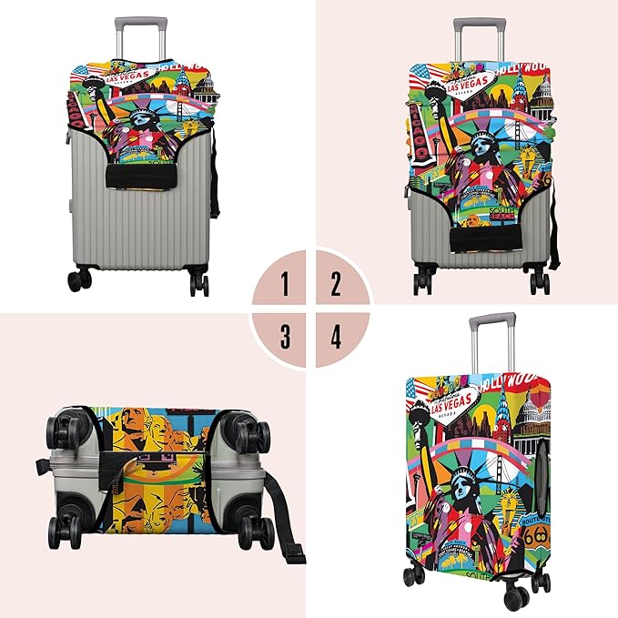 Travel Luggage Cover Suitcase Protector Fits 18-32 Inch Wheel Covers PatternedTravel Related Items Flower Luggage Protector Elastic XL