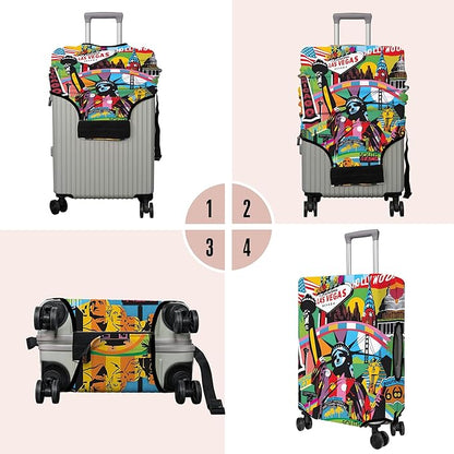 Travel Luggage Cover Suitcase Protector Fits 18-32 Inch Wheel Covers PatternedTravel Related Items Flower Luggage Protector Elastic S
