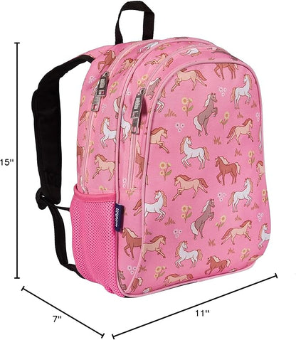 Wildkin 15-inch Kids Backpack – Durable, Padded, Adjustable for School & Travel - Wild Horses