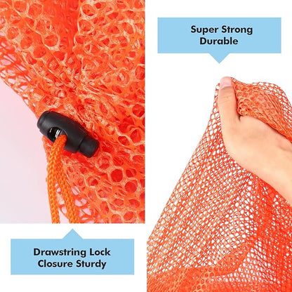 4Pcs Mesh Laundry Bags Washing Machine Mesh Wash Bags for Clothes,Underwear,Lingerie, Bed Linen with Drawstring Closure Sturdy(4 Size, Orange)