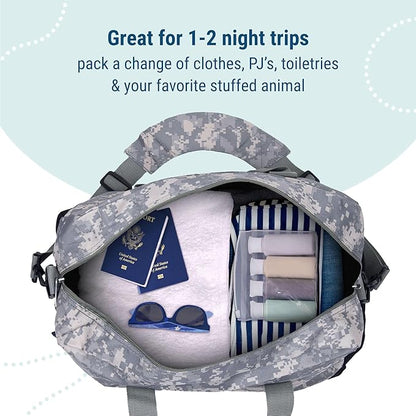 Wildkin Kids Overnighter Duffel Bag – Carry-On Size, Ideal for School & Sleepovers – Digital Camo