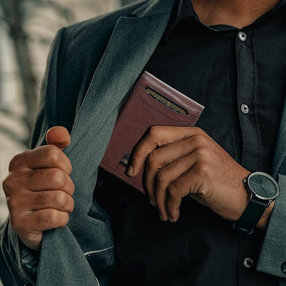 furid Card Wallet For Men Slim: Smart Rfid Minimalist Front Pocket Pop Up Wallet with ID Window - Stocking Stuffers Gifts Boxed for Husband Father at Birthday Anniversary