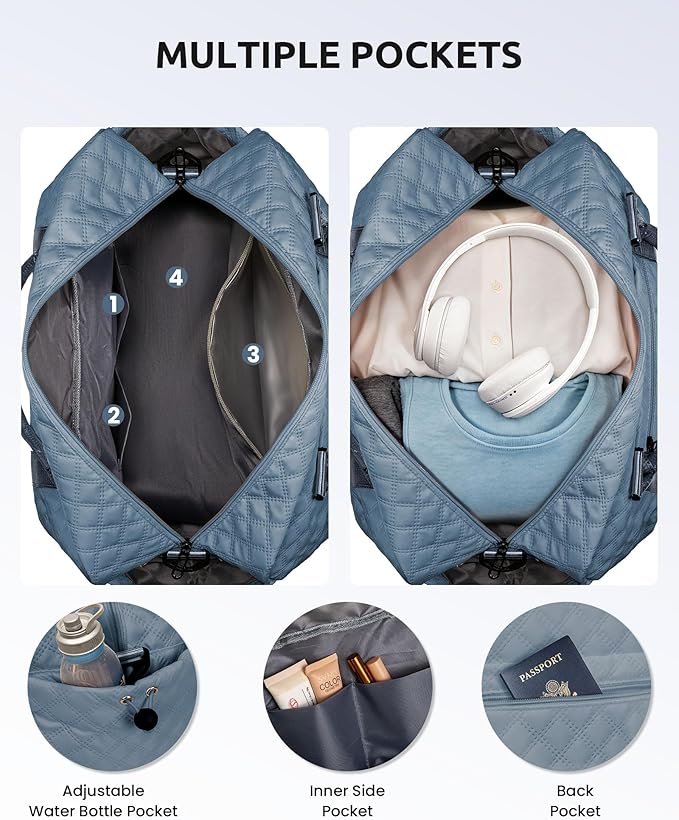 Personalized Gifts-Initial Overnight Bag with Shoe Compartment, Personalized Weekender Bag, Monogram Overnight Bag, Letter Travel Bag with Makeup Bag，Birthday Gift For Women Girl (Letter Q)