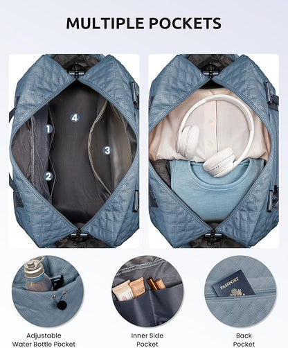 Personalized Gifts-Initial Overnight Bag with Shoe Compartment, Personalized Weekender Bag, Monogram Overnight Bag, Letter Travel Bag with Makeup Bag，Birthday Gift For Women Girl (Letter Q)