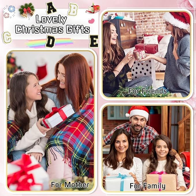 TOPEAST Preppy Stuff for Girls, Initial Makeup Bag Chenille Letter Pouch Cosmetic Bag with Zipper, PU Leather Waterproof Toiletry Bag, Cute Stuff Birthday Gift for Friends Sister (Black T)