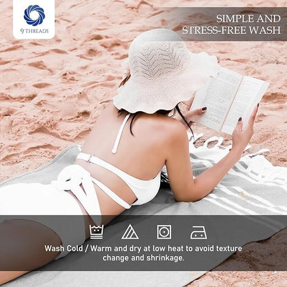 Cotton Turkish Beach Towel Towels Oversized 36"x72" Pool Absorbent Extra Large Quick Dry Sand Travel Towel (Light Grey, 2 Pack)