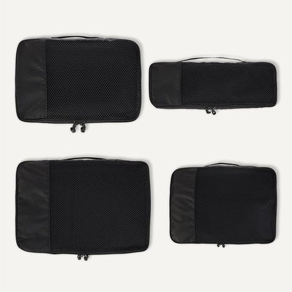 Amazon Essentials 4-Piece Packing Cubes Travel Accessories Set, Luggage Organizer with Double Zipper, Mesh Top, 100% Polyester, Small/Medium/Large/Slim, Black (Previously Amazon Basics)