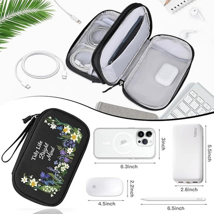 COSHAYSOO Travel Gifts for Women Electronics Tech Accessories Unique Practical Birthday Gift Ideas, Cord Cable Organizer Bag Case Pouch Traveling Vacation Cruise Airplane Gadgets Essentials, Floral