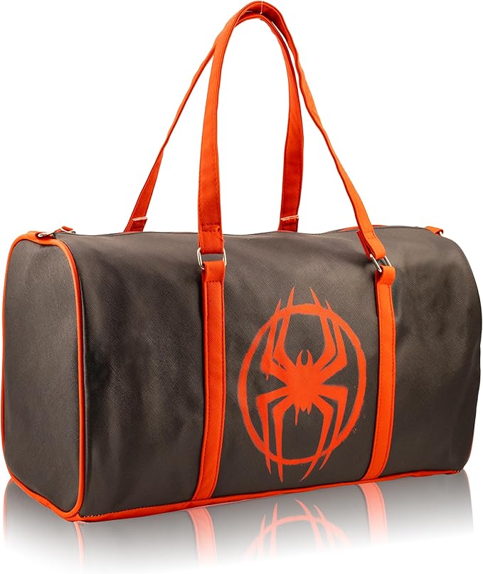 Mavel Spiderman Miles Morales Mini Duffle Bag for Kids | Spider-Man Travel Bag for Boys or Girls | Lightweight Black & Red Spiderverse Overnight Bag with Adjustable Strap | Ages 3+