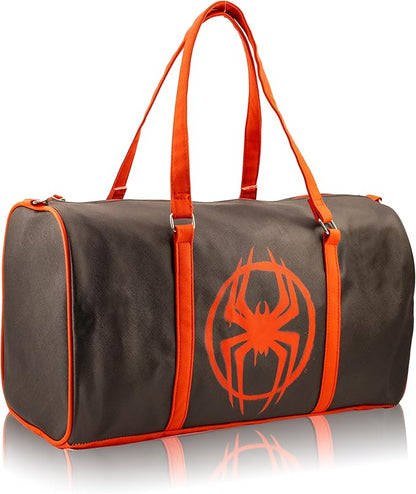 Mavel Spiderman Miles Morales Mini Duffle Bag for Kids | Spider-Man Travel Bag for Boys or Girls | Lightweight Black & Red Spiderverse Overnight Bag with Adjustable Strap | Ages 3+