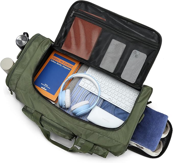 Lyweem Large Duffle Bag Backpack for Travel, 70L Heavy Duty Gym Duffel Bag with Shoes Compartment for Men & Women, Weekender Overnight Sports Backpack for Traveling