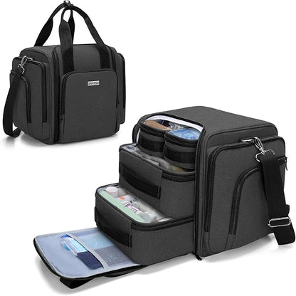 BAFASO Large Pill Bottle Organizer with 4 Inner Removable Pouches, Medicine Bag Come with Shoulder Strap (BAG ONLY), Black