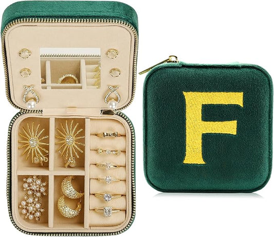 Jenria Christmas Gift for Women, Travel Jewelry Case for Women, Jewelry Organizer, Jewelry Box, Unique Gifts, Personalized Gifts for Her, Birthday Gifts for Mom, Teen Girl, Girlfriend, Green, F