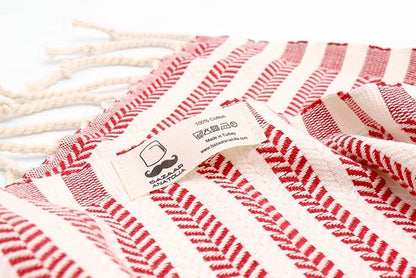 Bazaar Anatolia Turkish Beach Towel – 100% Cotton, Quick Dry, Sand Free Towel for Bathroom, Travel, Camping – Oversized 71x39 Inches – Arpa Red