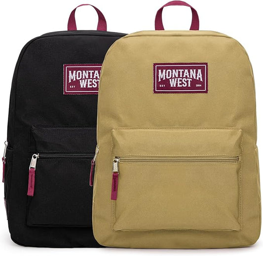 Montana West Backpack for Women Men 2 PCS Lightweight College Bookbags Casual Daypack Backpacks for Commute & Travel