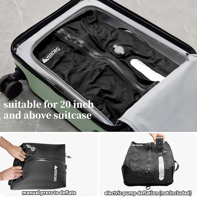 Vacuum Bags for Travel, Professional IP67 Reusable Vacuum Compression Bags for Travel Suitcases and Backpack, Durable Space Saver Bag (2 PACK, No Pump)