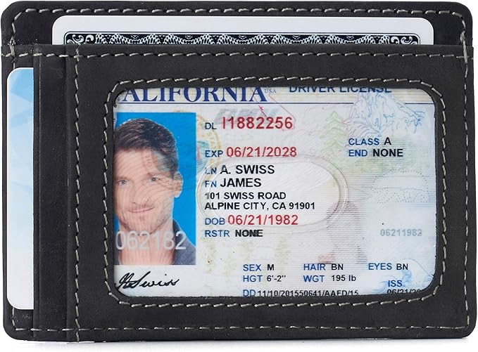 Alpine Swiss RFID Dermot Money Clip Front Pocket Wallet For Men Leather Hampton Collection Nubuck Black