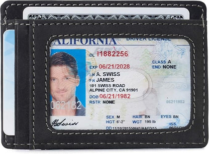 Alpine Swiss RFID Dermot Money Clip Front Pocket Wallet For Men Leather Hampton Collection Nubuck Black