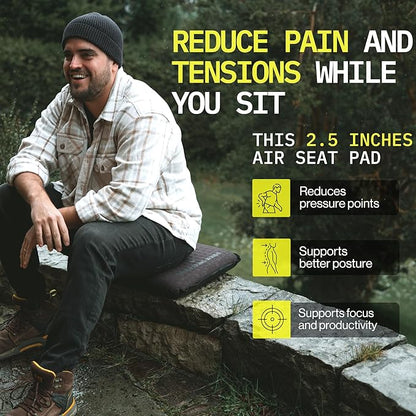 Whispering Winds Inflatable Seat Cushion - Comfortable Blow-up Foam Pad for Airplane, Travel, Stadium, Outdoors, Camping, Car & More