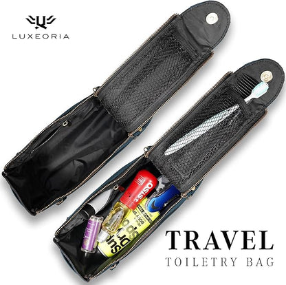 LUXEORIA Genuine Leather Toiletry Bags for Men and Women, Handmade Premium Leather Dopp Kit and Shaving Bag, Cosmetic Bag for Womens and Mens, Travel Essentials & Organizers