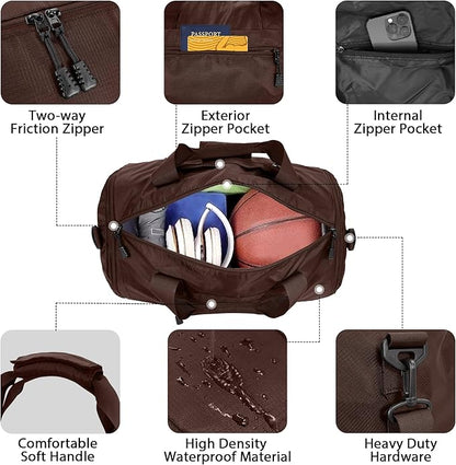 Wildroad Travel Bags for Men, Gym Bag & Duffle Bag for Travel, Carry on Duffel Bag 3 IN 1 Expandable Overnight Weekender Bag (Coffee, Large-50L+ Gym Bag)