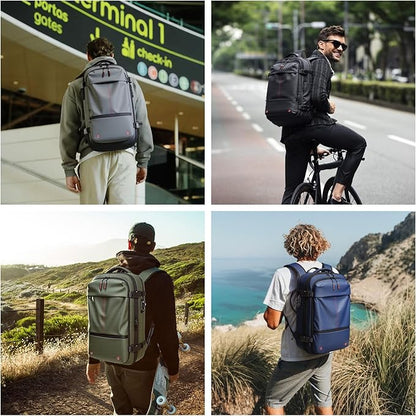 Vacuum Seal Backpack Travel 60L Expandable Backpack with Compression System, TSA Lock Water Resistant Carry-On Backpack (with Pump)