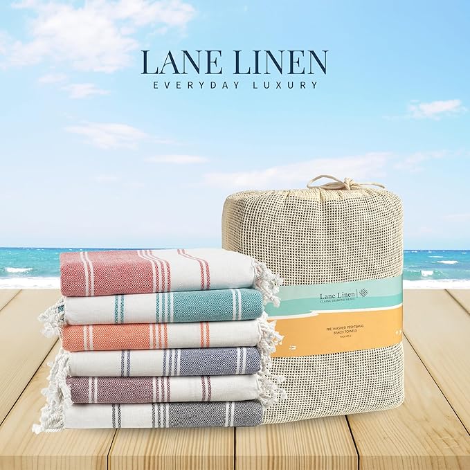 LANE LINEN Turkish Beach Towel 2 Pack, Oversized Beach Towel 39"x71", Beach Essentials for Women, Large Pool Towel, Absorbent & Quick Dry, Sand Free Beach Towel - Bird of Paradise