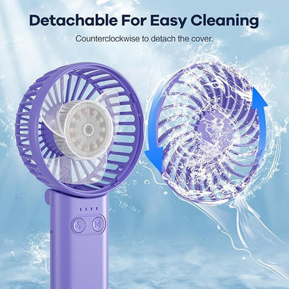 HandFan Upgraded Handheld Fan, 5 Speeds Strong Airflow Hand Fan [Max 27 Working Hours], 180° Foldable Compact Design Personal Fan Handheld with Portable Power for Travel/Disney/Concerts/Women (Purple)