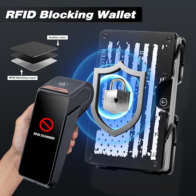 Minimalist Wallet for Men, Metal Wallet with Money Clip, Slim Compact Wallet, RFID Blocking Card Holder, Metal Aluminum Credit Card Holder, Holds up to 20 Cards