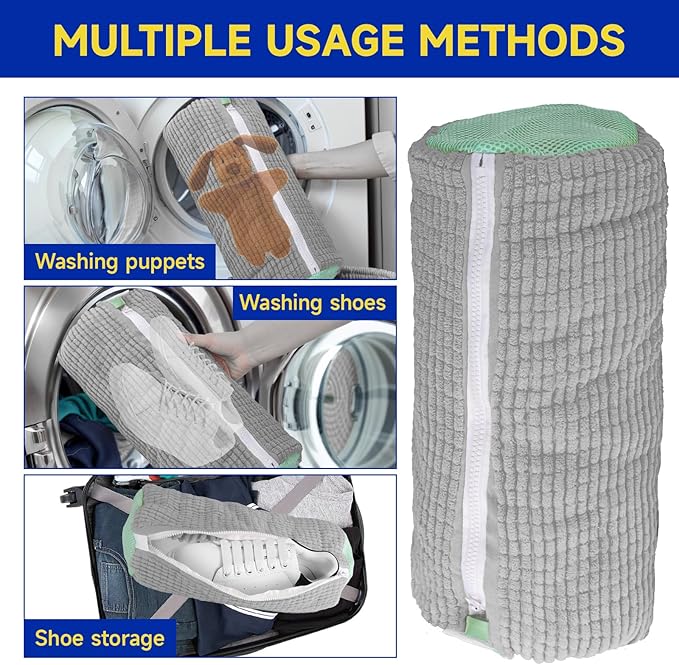 2 Packs Shoe Washing Machine Bag, Laundry Shoe Bag for Washer and Dryer, 360°All-Around Cleaning Sneakers, shoe bag Top Hidden Zipper，Reusable Sneaker Washing Machine Bag For All Shoe Types (Grey)