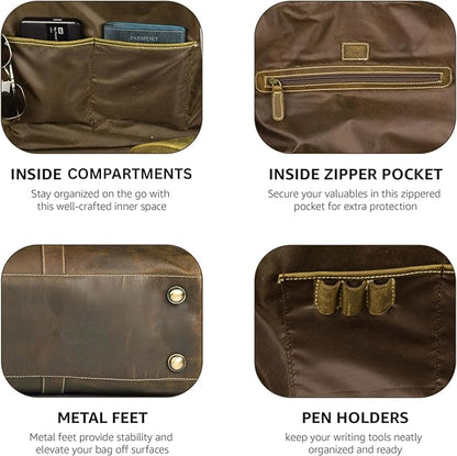 Leather Village Leather Duffel Bags for Men & Women-Stylish Travel Weekender Carry-On Sports Gym Overnight Luggage Bag - 20 Inch - Olive/Army Green