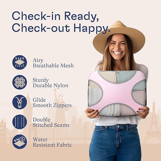 Shacke 6 Set Packing Cubes for Travel - Compression Packing Bags/Travel Organizer - Luggage Organizer Bags for Traveling - Travel Essentials for Women - Cruise Must Haves Packing List