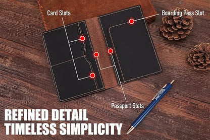 STAR VISTA Albatross Leather Travel Passport Holder, Minimalist Design, Full Grain Leather Case for Women and Men - Slim Passport Wallet, Bifold, RFID Blocking, Dark Chocolate