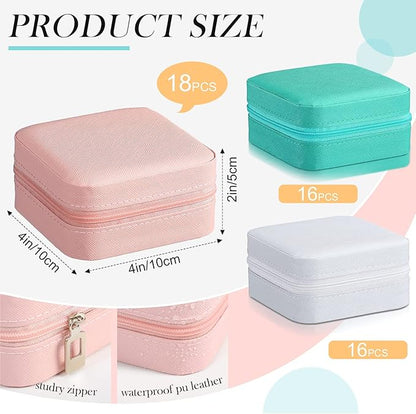 Batiyeer 50 Pcs Small Jewelry Travel Case Bulk Mini Jewelry Box Wedding Bridesmaid Proposal Return Gift for Pooja(White Pink Green)