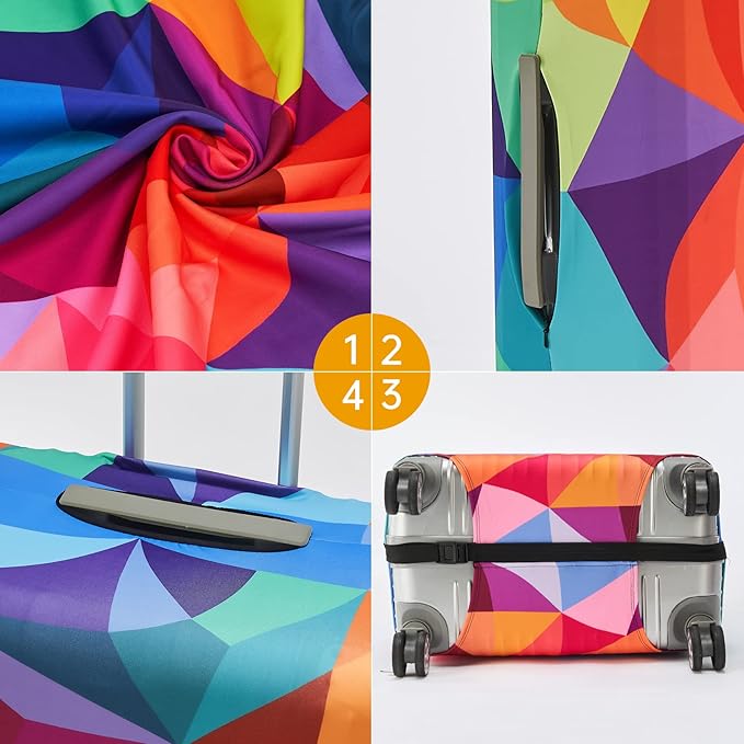 Travelkin Luggage Covers For Suitcase Tsa Approved,Suitcase Cover Protector Fit 18-32 Inch Luggage (Colorful Geometry, M)