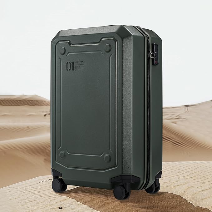 NINETYGO Carry On Luggage 22x14x9 Airline Approved, Carry On Suitcase with Smooth Double Spinner Wheels, Hard Shell PC+ABS Suitcase Carry-On, Lightweight Travel Luggage, TSA Approved (White, Sahara)