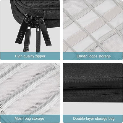 Electronic Accessories Organizer Carry Bag, Travel Cable Organizer Pouch, Watch Band Storage Case, Double Layers Oxford Cloth Watch Strap Holder for Cord, Charger, Phone, Earphone, USB Cable (L)