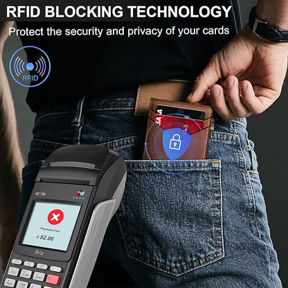 Wallet for Men Wallet with Slim Pop Up Card Holder for 12-14 Cards, RFID Blocking Bifold Minimalist Smart Wallet, Credit Card Holder with ID Window & Cash Slot, Compact Metal Card Case, Gifts for Men