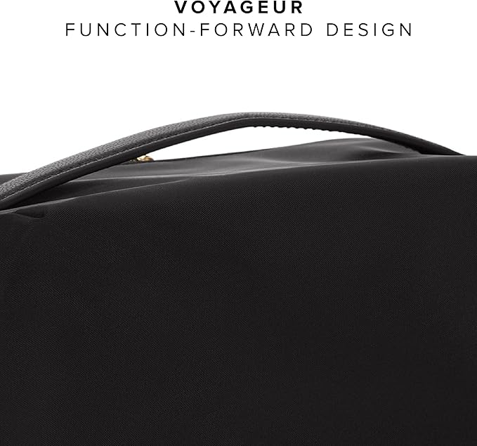 TUMI - Voyageur Dallas Cosmetic Bag - Lay-Flat Travel Makeup Organizer - Packable Travel Kit - Black with Gold Hardware