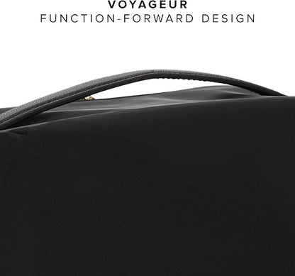 TUMI - Voyageur Dallas Cosmetic Bag - Lay-Flat Travel Makeup Organizer - Packable Travel Kit - Black with Gold Hardware