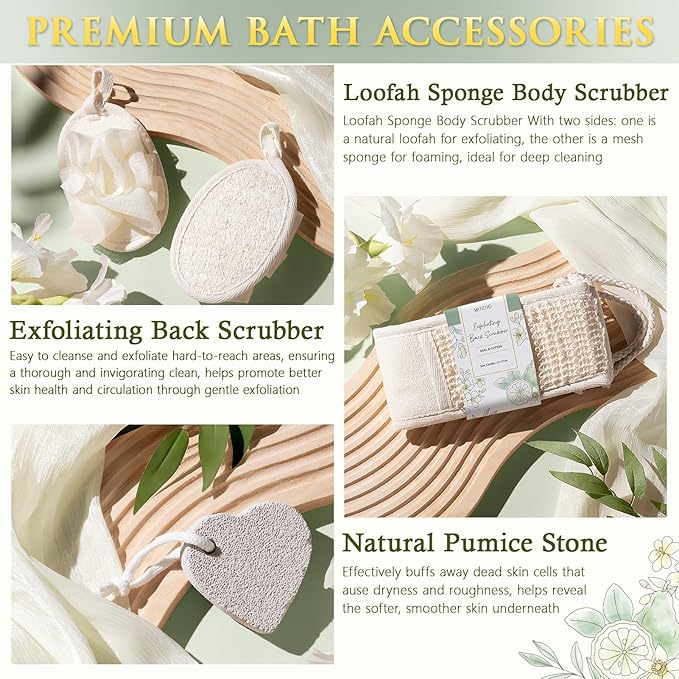 Christmas Birthday Gifts for Women, Bergamot Jasmine Relaxing Spa Gift Baskets for Women Self Care Package Bath Gift Set, Home Bath and Body Kit Pampering Gifts for Womens Mom Her Friends Sister Wife