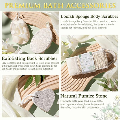 Christmas Birthday Gifts for Women, Bergamot Jasmine Relaxing Spa Gift Baskets for Women Self Care Package Bath Gift Set, Home Bath and Body Kit Pampering Gifts for Womens Mom Her Friends Sister Wife