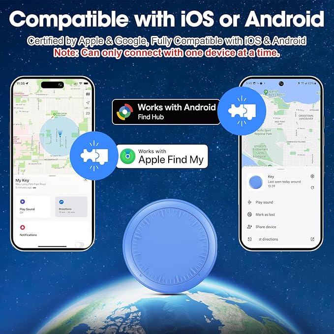 Air Tracker Tags-4 Pack Android or iOS, Apple & Android Tracker Tags, Bluetooth Tracker Smart Tag Works with Apple Find My and Google'S Find Hub App, Key Locator Wallet Finder with Sound