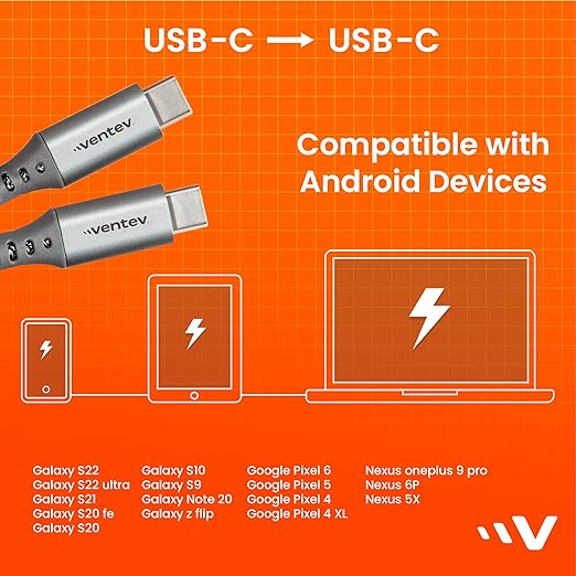 Ventev Helix USB C to USB C High Speed Travel 3 Foot Cable