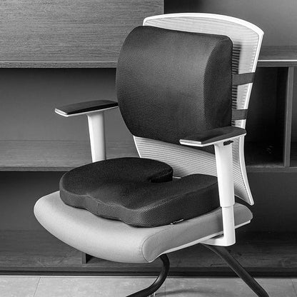 Amazon Basics Comfortable Seat Cushion & Lumbar Support for Office Chairs, Memory Foam, Black