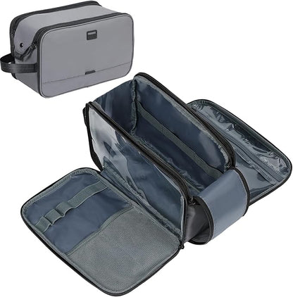 ZEEMO Travel Toiletry Bag for Men, Medium Water-Resistant Double-Sided Full-Open Dopp Kit, Versatile Organizer for Shower and Hygiene Accessories, Bathroom Essentials, Cosmetics, Large, Grey
