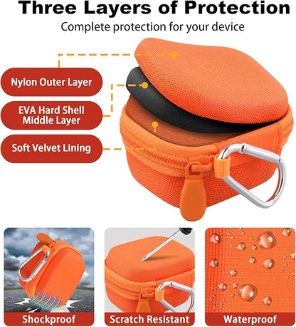 co2CREA Hard Case for Beats Powerbeats Fit with Carabiner Clip, Shockproof Earbuds Storage Box – Protective Travel Cover for Wireless Noise Cancelling Earbuds (Orange Case)