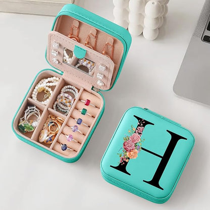 Parima Christmas Stocking Stuffers Gifts Small Jewelry Boxes - Travel Jewelry Case Organizer for Women Mom Friends Female Birthday Her Bridesmaids Teenage - Letter H, Blue