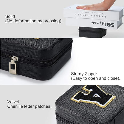Parima Christmas Stocking Stuffers Travel Jewelry Box - Personalized Trendy Letter Jewelry Organizer Box for Girls, Travel Gifts for Teen Girls Trendy Stuff | Graduation Gifts - Letter C, Black